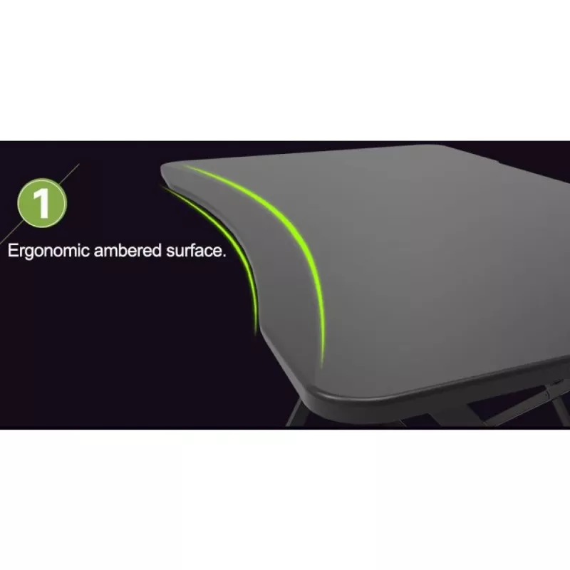 Techly žaidimų stalas kompiuteriui su kampuotu ergonomišku kraštu, juodas