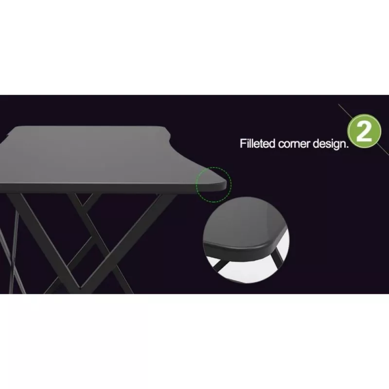 Techly žaidimų stalas kompiuteriui su kampuotu ergonomišku kraštu, juodas