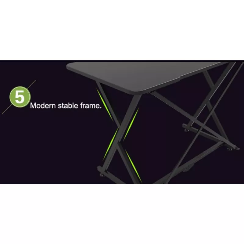 Techly žaidimų stalas kompiuteriui su kampuotu ergonomišku kraštu, juodas