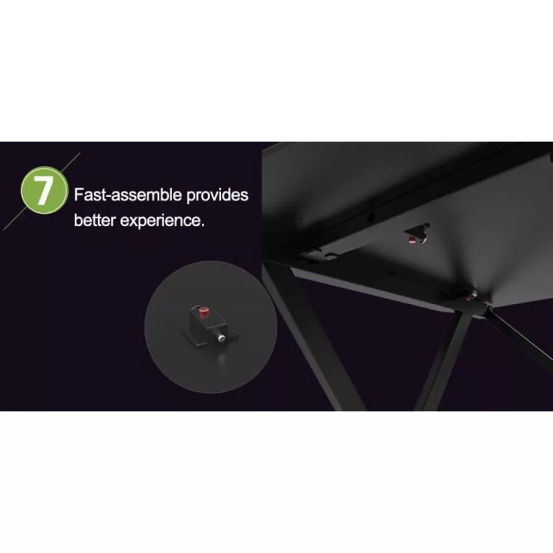 Techly žaidimų stalas kompiuteriui su kampuotu ergonomišku kraštu, juodas
