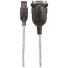 Manhattan USB-A į nuosekliosios sąsajos keitiklio laidas, 45 cm, kištukas–kištukas, nuoseklioji/RS232/COM/DB9, Prolific PL-2303HXD lustas, juodos/sidabrinės spalvos laidas, trejų metų garantija