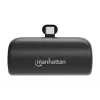 Manhattan išorinė baterija su integruota USB-C jungtimi, 5000 mAh, iki 20 W išėjimo galia, atlenkiama kojelė, skirta naudoti kaip telefono laikiklį įkrovimui, juoda, vienerių metų garantija