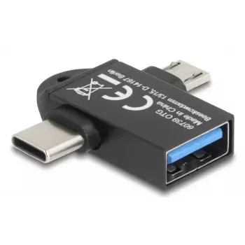 Kabelio lyties keitiklis DeLOCK 60739 USB Type-A USB Type-C USB Micro-B juodas