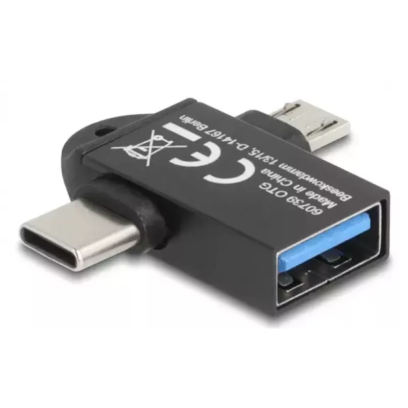 Kabelio lyties keitiklis DeLOCK 60739 USB Type-A USB Type-C USB Micro-B juodas