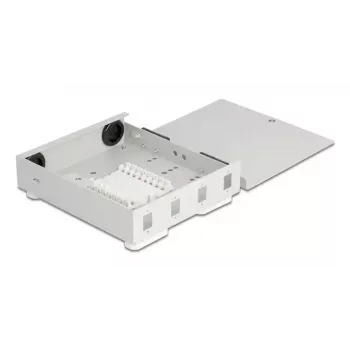 Fiber Optic Wall Box DELOCK 4× SC Simplex or LC Duplex adapters, metal housing, Pilka