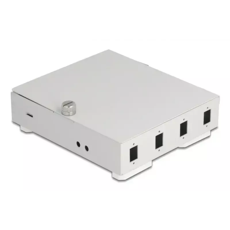 Fiber Optic Wall Box DELOCK 4× SC Simplex or LC Duplex adapters, metal housing, Pilka