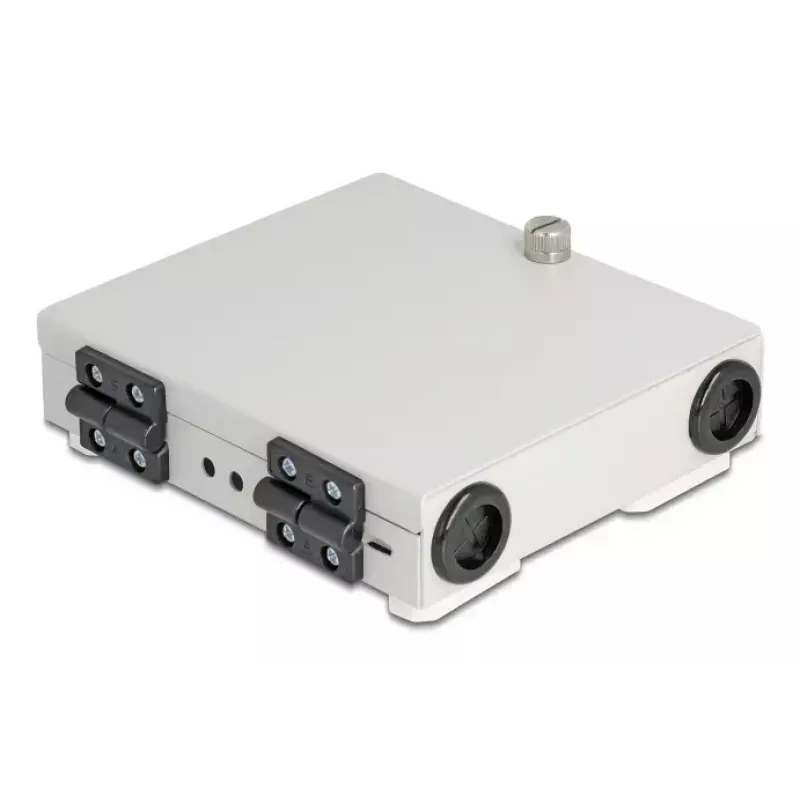 Fiber Optic Wall Box DELOCK 4× SC Simplex or LC Duplex adapters, metal housing, Pilka