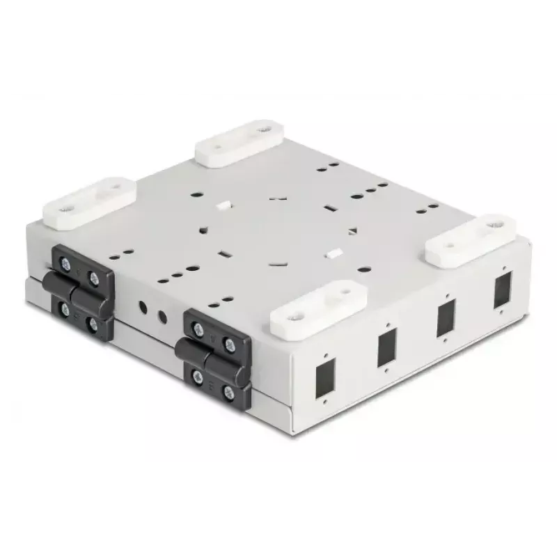 Fiber Optic Wall Box DELOCK 4× SC Simplex or LC Duplex adapters, metal housing, Pilka