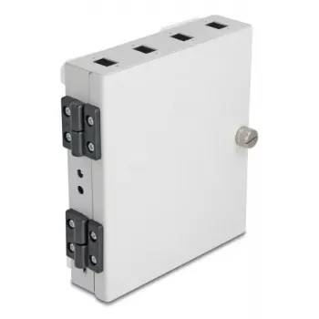 Fiber Optic Wall Box DELOCK 4× SC Simplex or LC Duplex adapters, metal housing, Pilka