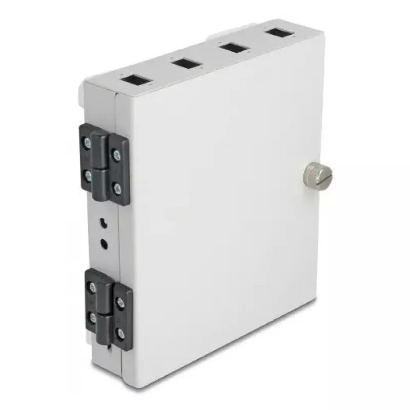 Fiber Optic Wall Box DELOCK 4× SC Simplex or LC Duplex adapters, metal housing, Pilka