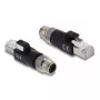 Adapter DELOCK M12 X-coded 8 kontaktų kištukas į RJ45 kištuką, auksuoti kontaktai, juodas