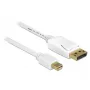 Mini DisplayPort į DisplayPort kabelis DeLOCK 83985 0,5 m baltas