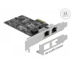 DeLOCK PCI Express x2 kortelė su 2 x RJ45 2,5 Gigabit LAN RTL8125