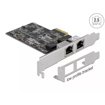 DeLOCK PCI Express x2 kortelė su 2 x RJ45 2,5 Gigabit LAN RTL8125