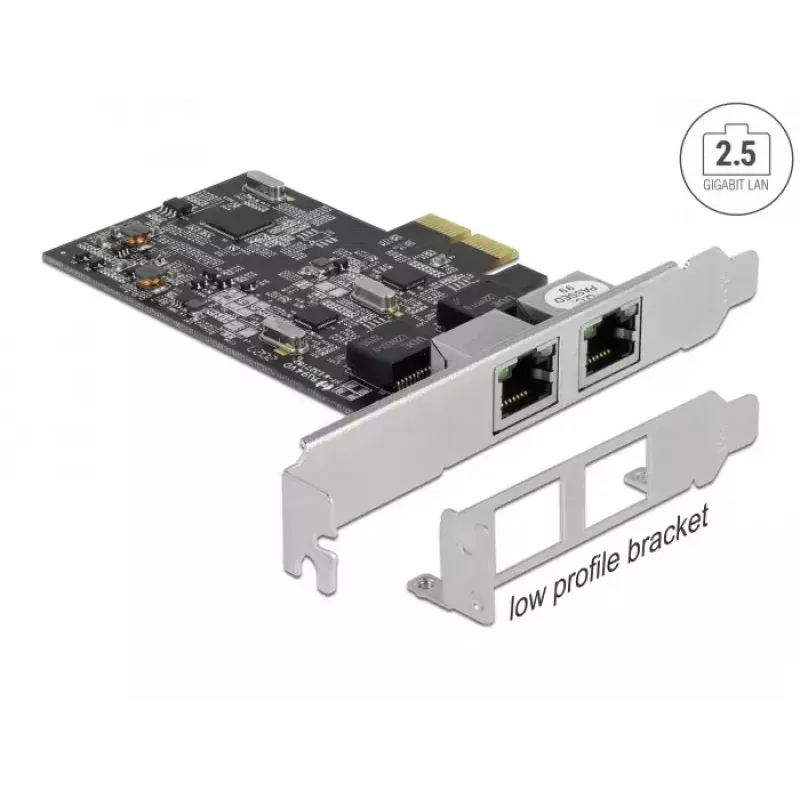 DeLOCK PCI Express x2 kortelė su 2 x RJ45 2,5 Gigabit LAN RTL8125