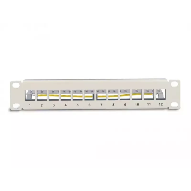 DeLOCK 10 inch Keystone Patch Panel 12 prievadų su įtempimo sumažinimu 1U pilkas