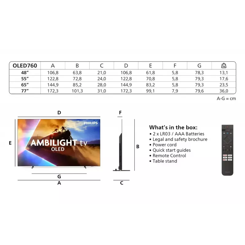 Televizorius Philips 77OLED760/12 77 col. 4K Ultra HD OLED 3840 x 2160