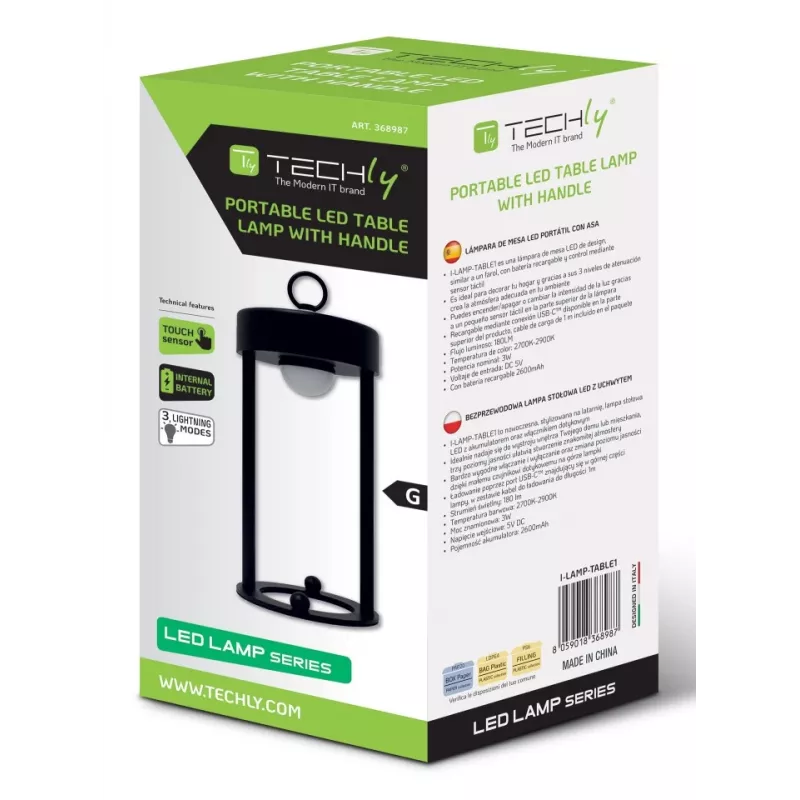 Techly I-LAMP-TABLE1 stalinė lempa Neišimama(s) lemputė(s) 3 W LED Juoda