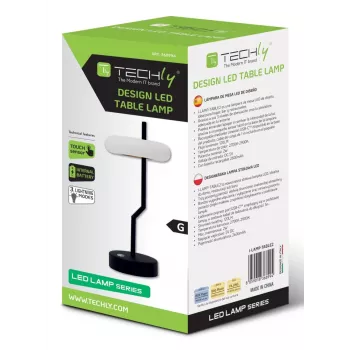 Techly I-LAMP-TABLE2 stalinė lempa Nekeičiama (-os) lemputė (-ės) 2 W LED Juoda, Balta