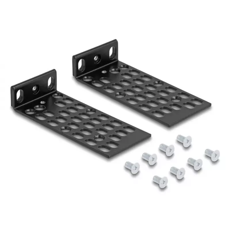 Montavimo rinkinys DELOCK 67281 — metalinis stovo priedas, juodas, universalus 2 dalių rinkinys