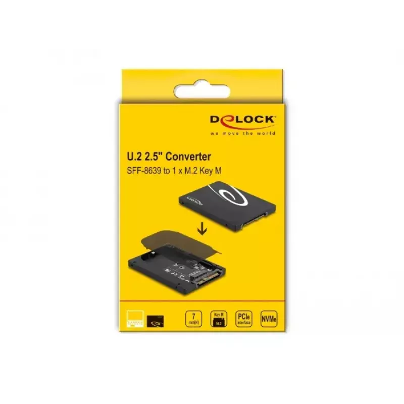 SSD korpusas DeLOCK 63379 Juodas M.2 1 disko palaikymas