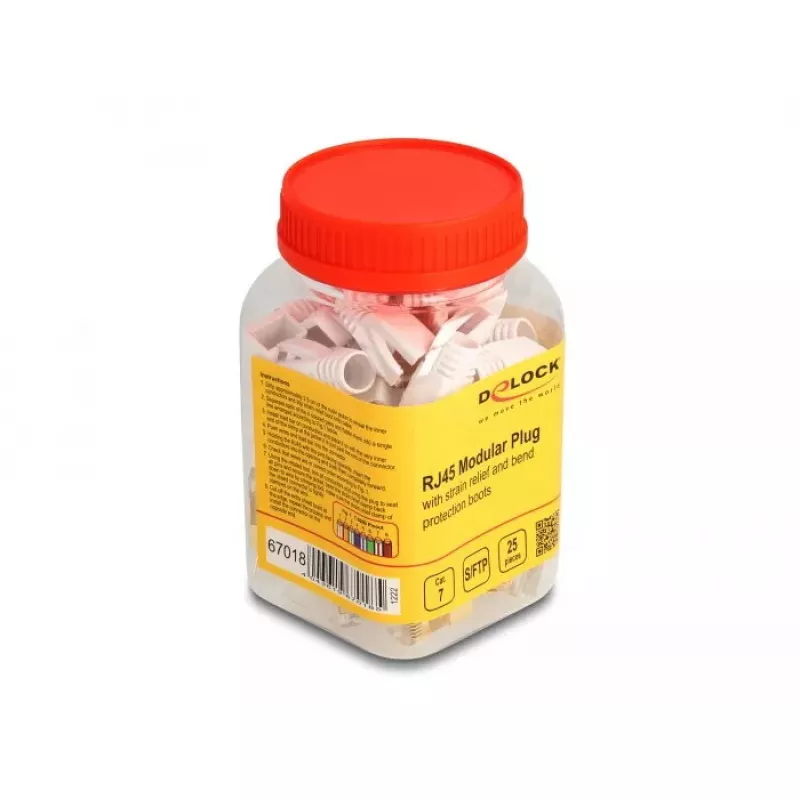Tinklo kabelis DeLOCK RJ45 modulinis kištukas 25 vnt. rinkinys Cat.7 auksinis baltas