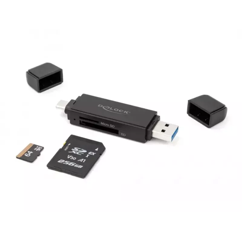 Kortelių skaitytuvas DeLOCK 91004 USB 3.2 Gen 1 Type-A Type-C juodas