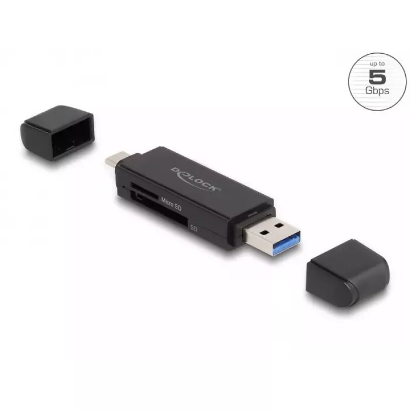 Kortelių skaitytuvas DeLOCK 91004 USB 3.2 Gen 1 Type-A Type-C juodas