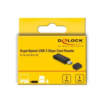Kortelių skaitytuvas DeLOCK 91002 USB Juoda MicroSD SD SDHC SDXC 5000 Mbit/s