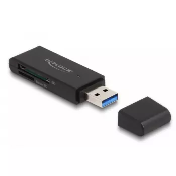 Kortelių skaitytuvas DeLOCK 91002 USB Juoda MicroSD SD SDHC SDXC 5000 Mbit/s