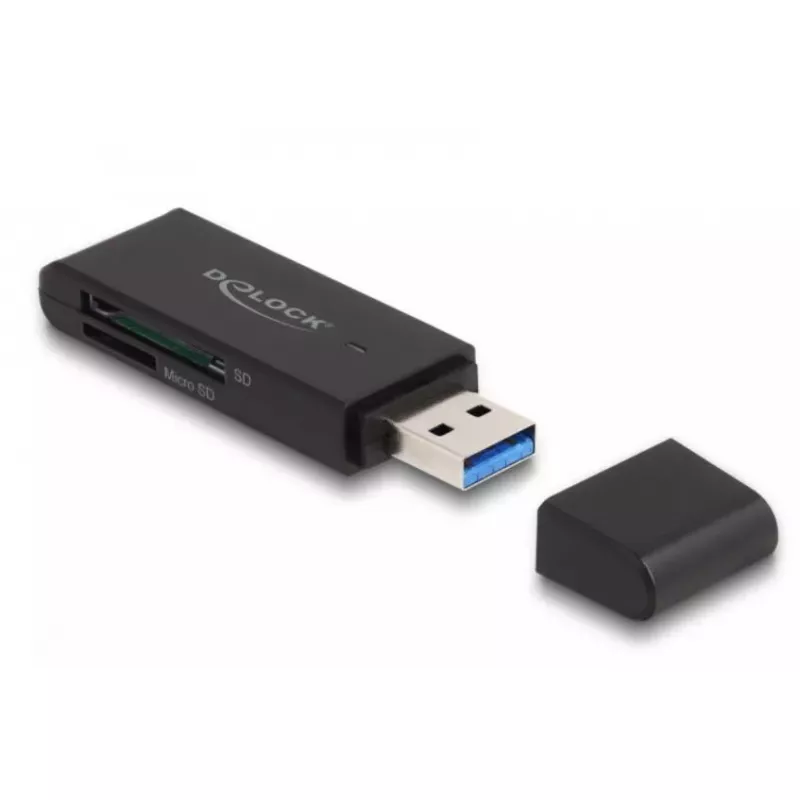 Kortelių skaitytuvas DeLOCK 91002 USB Juoda MicroSD SD SDHC SDXC 5000 Mbit/s