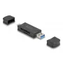 DELOCK kortelių skaitytuvas USB 5 Gbps USB Type-C / Type-A SD ir MicroSD, juodas, 5000 Mbit/s, 21×77×10 mm