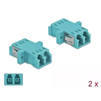 Skaidulinės optikos adapteris DELOCK LC jungtis–jungtis OM3 dvipusis (2 vnt. pakuotėje)