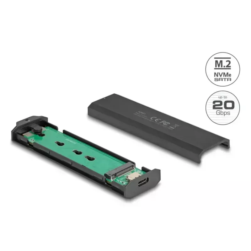 SSD korpusas DeLOCK 42031 juodas M.2 PCIe SATA 20 Gbit/s