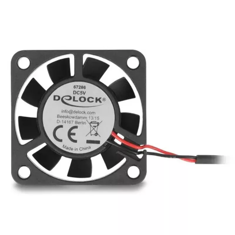 DELOCK korpuso ventiliatorius 4 cm (40 x 40 x 10 mm), rutulinis guolis, 0,18 m³/h, 5 V DC, juodas