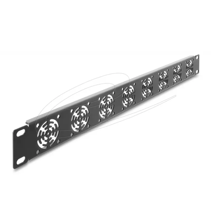 Dangtelis DELOCK 67414 19 colių 1U stovui, metalinis, integruoti 8 ventiliatoriai 40×40 mm, tamsiai pilkas