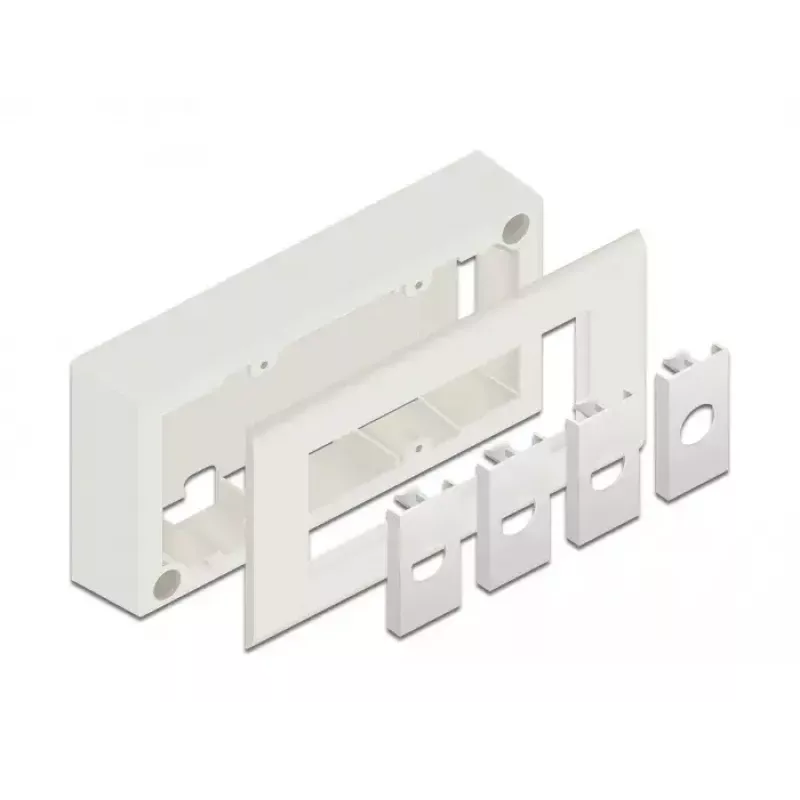 Pleistro skydo priedas DELOCK 81333 — baltas polikarbonato laikiklis, 152×50×82 mm