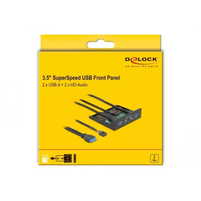 Priekinė panelė DeLOCK 3,5 colio USB 3.2 Gen 1 2 x USB Type-A HD-Audio