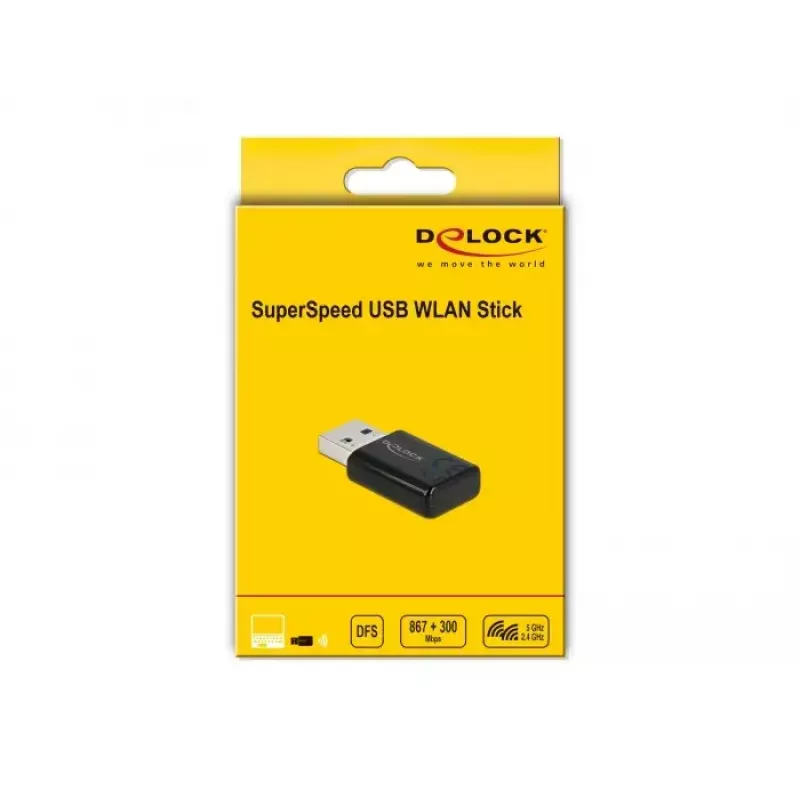 Tinklo plokštė DeLOCK 12550 WLAN USB dviejų juostų Wi-Fi 5