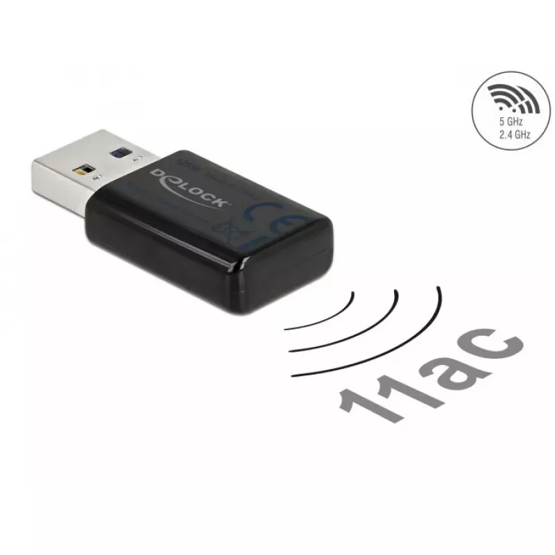 Tinklo plokštė DeLOCK 12550 WLAN USB dviejų juostų Wi-Fi 5