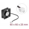 DELOCK kompiuterio korpuso ventiliatorius 6 cm (60x60x25 mm) 12 V DC, rutulinis guolis, juodas