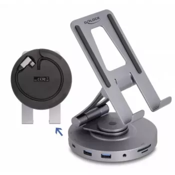 DeLOCK planšetės ir nešiojamojo kompiuterio dokas 4K HDMI USB šakotuvas SD Micro SD PD 3.0
