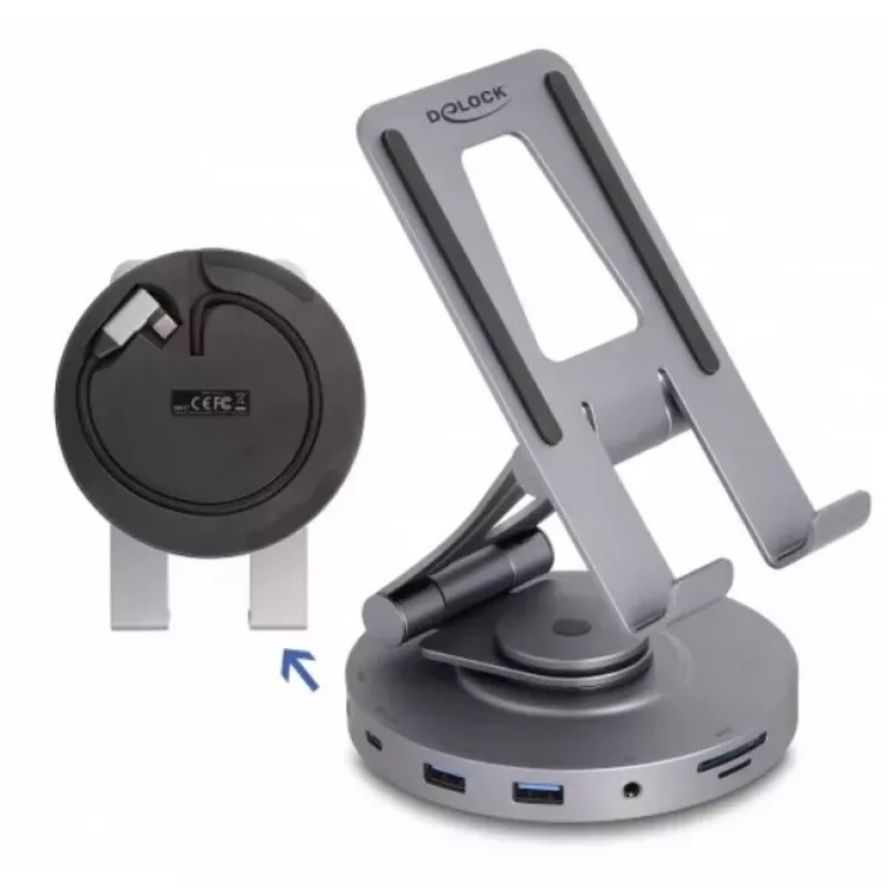 DeLOCK planšetės ir nešiojamojo kompiuterio dokas 4K HDMI USB šakotuvas SD Micro SD PD 3.0