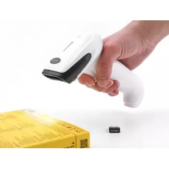 Rankinis brūkšninių kodų skaitytuvas DeLOCK 90587 1D 2D belaidis Bluetooth USB baltas