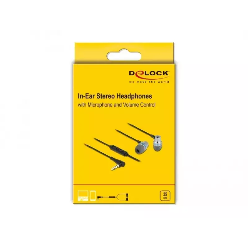 Delock 27183 ausinės su mikrofonu, 3,5 mm lizdas, garsumo valdymas