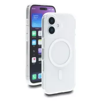 Apsauginis dėklas „iPhone 17“, DELOCK — Dangtelis, suderinamas su „MagSafe“, permatomas baltas, tinka iki 16 cm (6,3 col.) ekranui