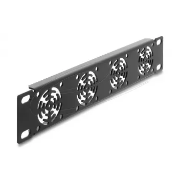 Dangtelis DELOCK 67430 su 4 įmontuotais 40×40 mm ventiliatoriais, metalinis korpusas, tamsiai pilka, 1U