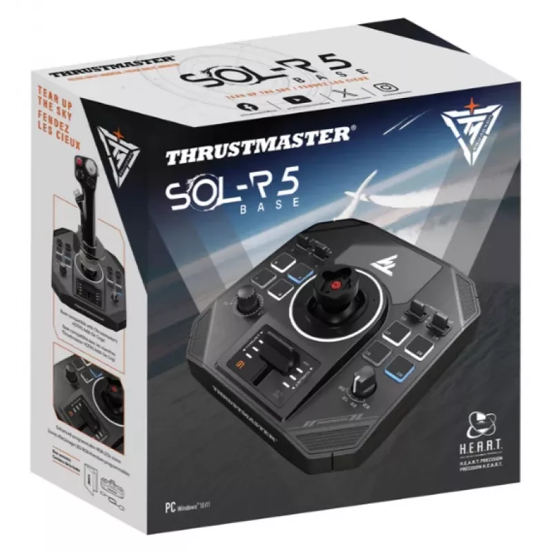 Žaidimų vairo bazė Thrustmaster Sol‑R 5 Base, juoda, USB Type‑C, analoginė/skaitmeninė, skirta PC, 196×196×67 mm