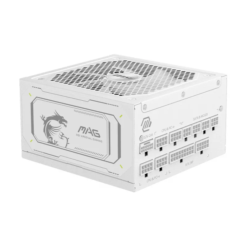 Maitinimo blokas MSI MAG A1000GL PCIE5 WHITE 1000 W ATX 24-pin, 80 PLUS Gold, 135 mm ventiliatorius