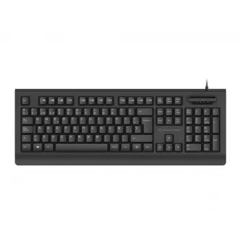 CONCEPTRONIC USB klaviatūra su išmaniuoju ID kortelių skaitytuvu KAYNE01IT - pilno dydžio 105 klavišų, itališkas išdėstymas, laidinė, 1,5 m laidas, juoda